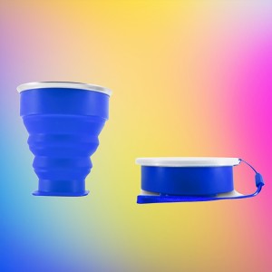 BG040 - Copo de Silicone Retrátil 240ml - Azul, Vermelho, Preto-BG040