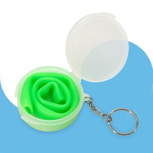 BG042 - Canudo Chaveiro Reutilizável de Silicone - Azul, Vermelho, Laranja, Verde e Preto-BG042